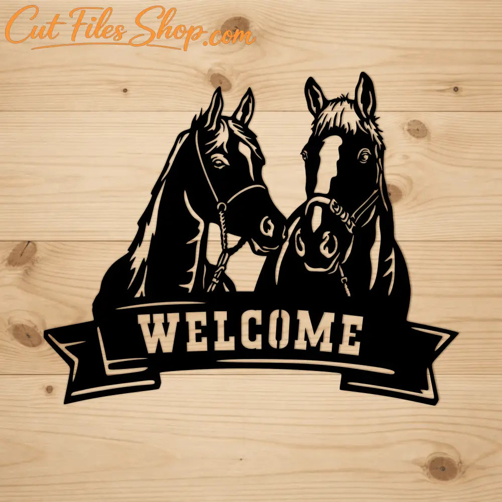 Western horse welcome sign SVG PNG for CNC plasma metal signs