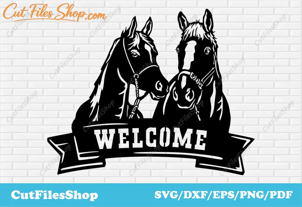 Farm horse welcome sign SVG DXF for laser cutting and CNC gates