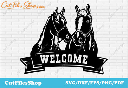 Farm horse welcome sign SVG DXF for laser cutting and CNC gates