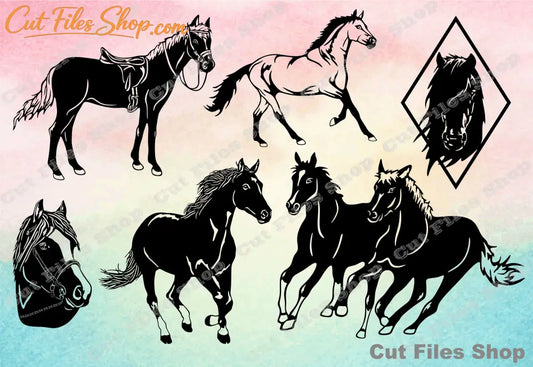 Horses cut files, dxf decor, dxf for laser, horse svg, svg for cricut - Cut files shop