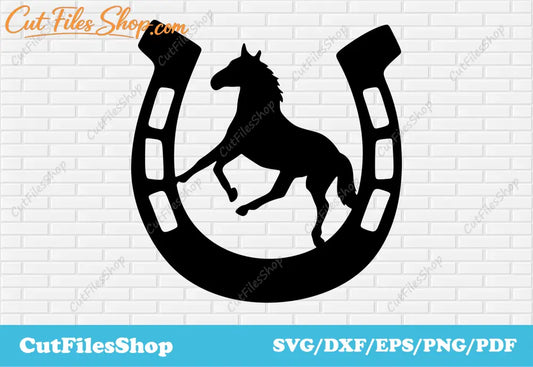 Horseshoe dxf, horse scene dxf, Clipart vinyl plotter, Cricut images, silhouette horse, Horseshoe svg files, Horseshoe vector images
