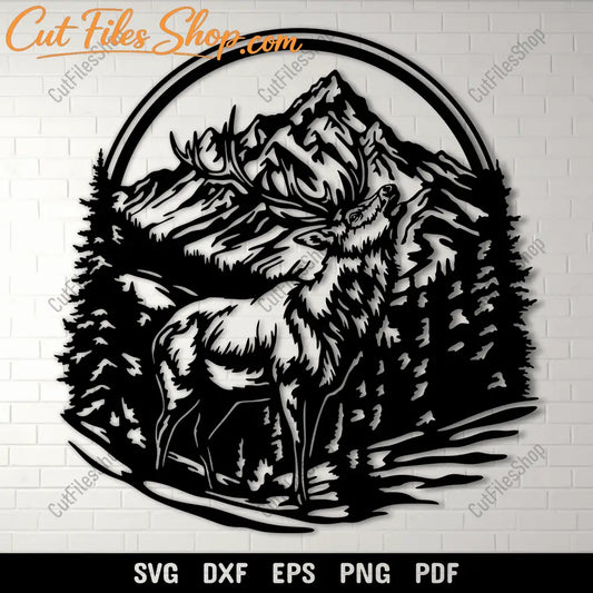 Howling Deer SVG and DXF Files for Sublimation & DIY Projects, Cut files shop