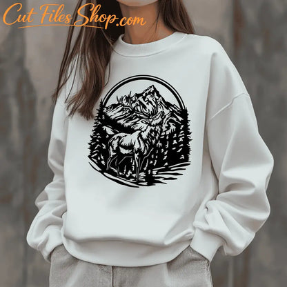 Howling Deer DXF for CNC & Laser Cutting SVG for Cricut & Silhouette Sublimation Design - Digital Artwork