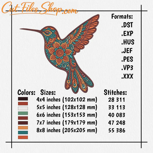 Bird embroidery in flight for spring clothing