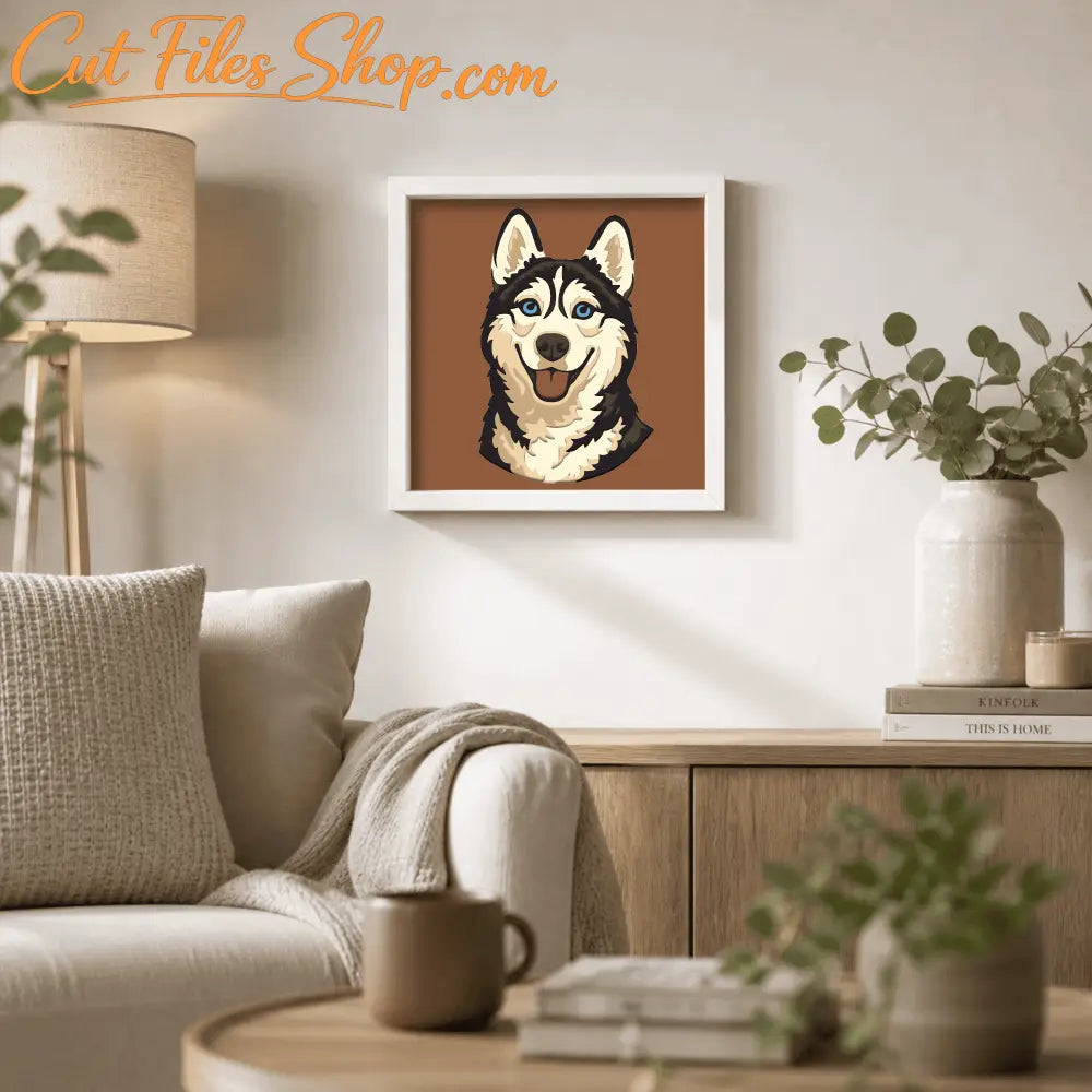 husky shadow box svg layered pet portrait