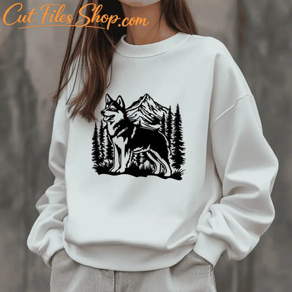Mountain forest husky Cricut cut file