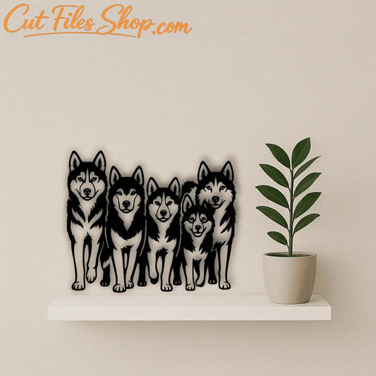 Wolf silhouette DXF file for CNC