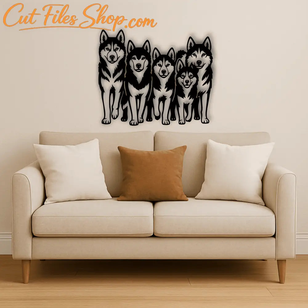 Group of wolves vector cut file