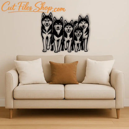 Group of wolves vector cut file