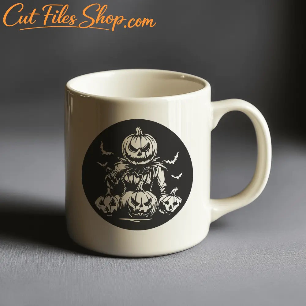 Jack O Lantern SVG, DXF for CNC, Halloween Scene Cutting Files for Cricut & Glowforge, Sublimation Design, Halloween Mug
