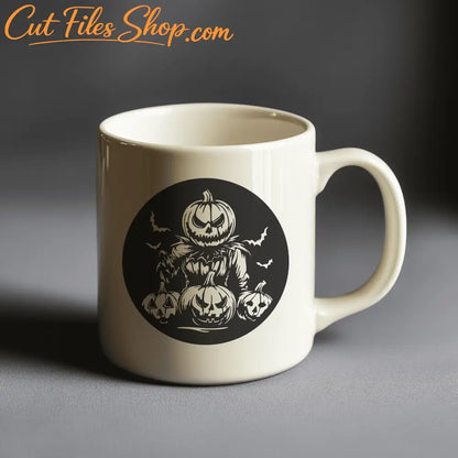 Jack O Lantern SVG, DXF for CNC, Halloween Scene Cutting Files for Cricut & Glowforge, Sublimation Design, Halloween Mug