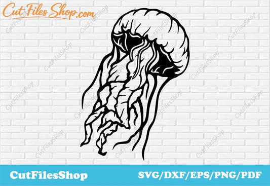 Jellyfish dxf for laser cutting, Jellyfish Svg for cricut, T-shirt designs, Crafting svg, dxf for engraver, art deco dxf, dxf cam software, download cnc files, dxf scenes, jellyfish png shirts, wall decor laser cut, vinyl cutting svg