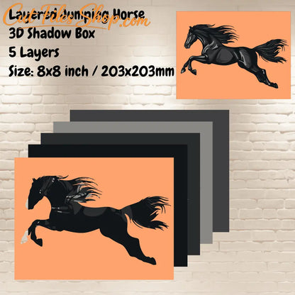Jumping Horse SVG & DXF – 3D Layered Design for Cricut, CNC, and Shadow Box