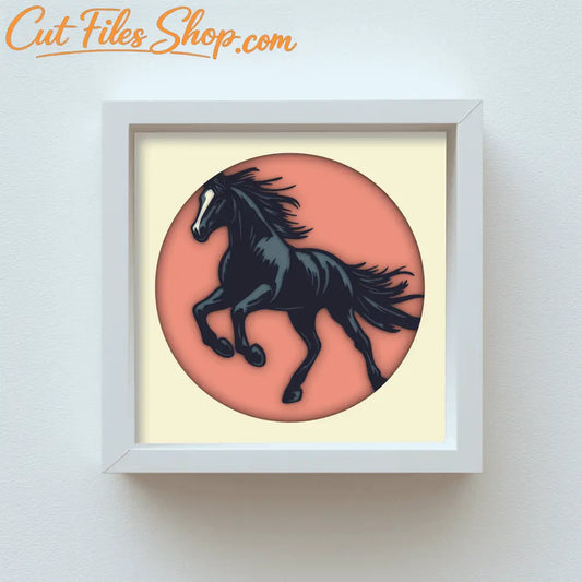 Jumping Horse Multilayer Design: SVG for Shadow Box & Crafts