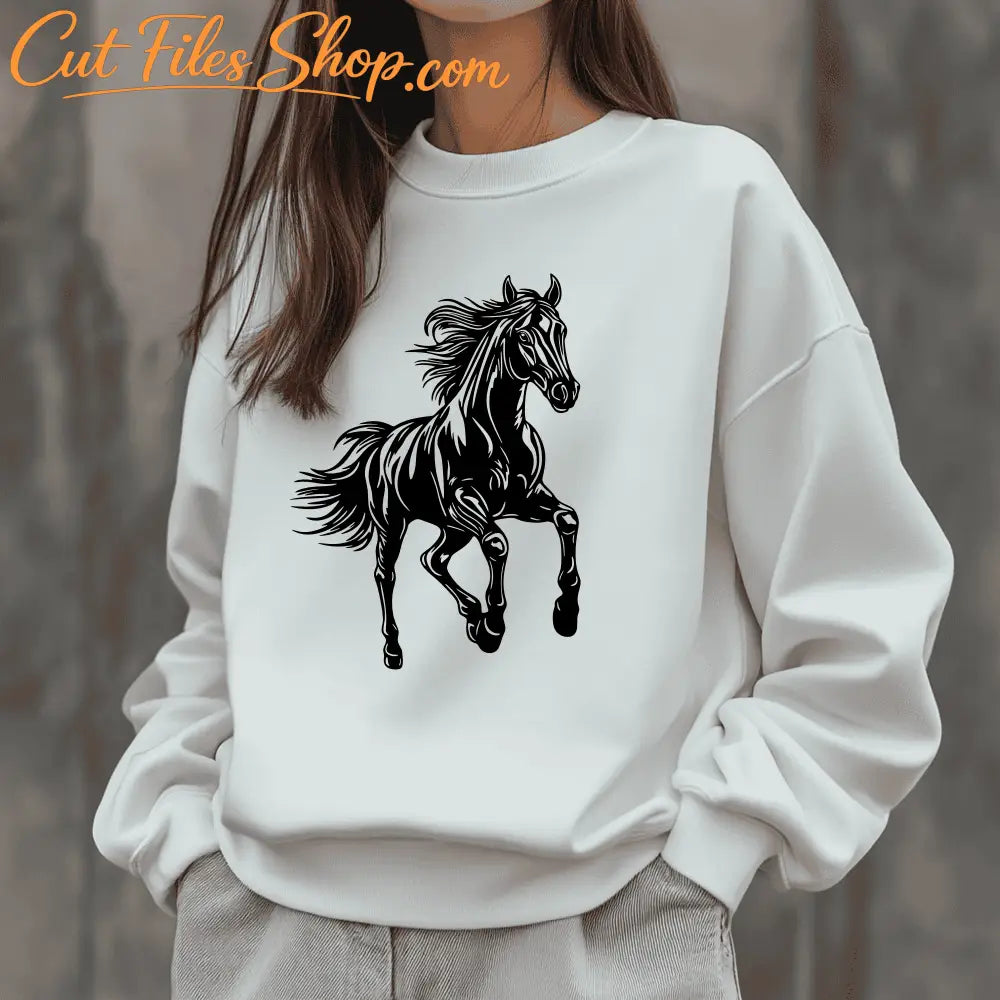 Jumping Horse SVG DXF Files for Laser Art, Cricut, and Sweatshirt design