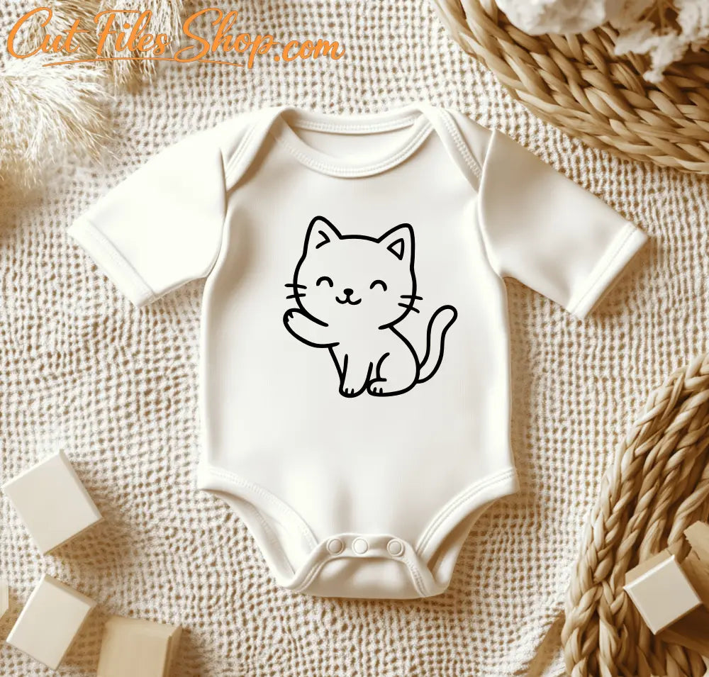 Kawaii cat waving paw vector for vinyl crafts