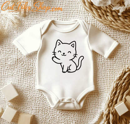 Kawaii cat waving paw vector for vinyl crafts