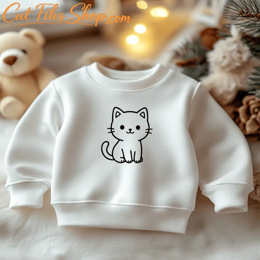 Cute sitting cat illustration for Cricut and Glowforge
