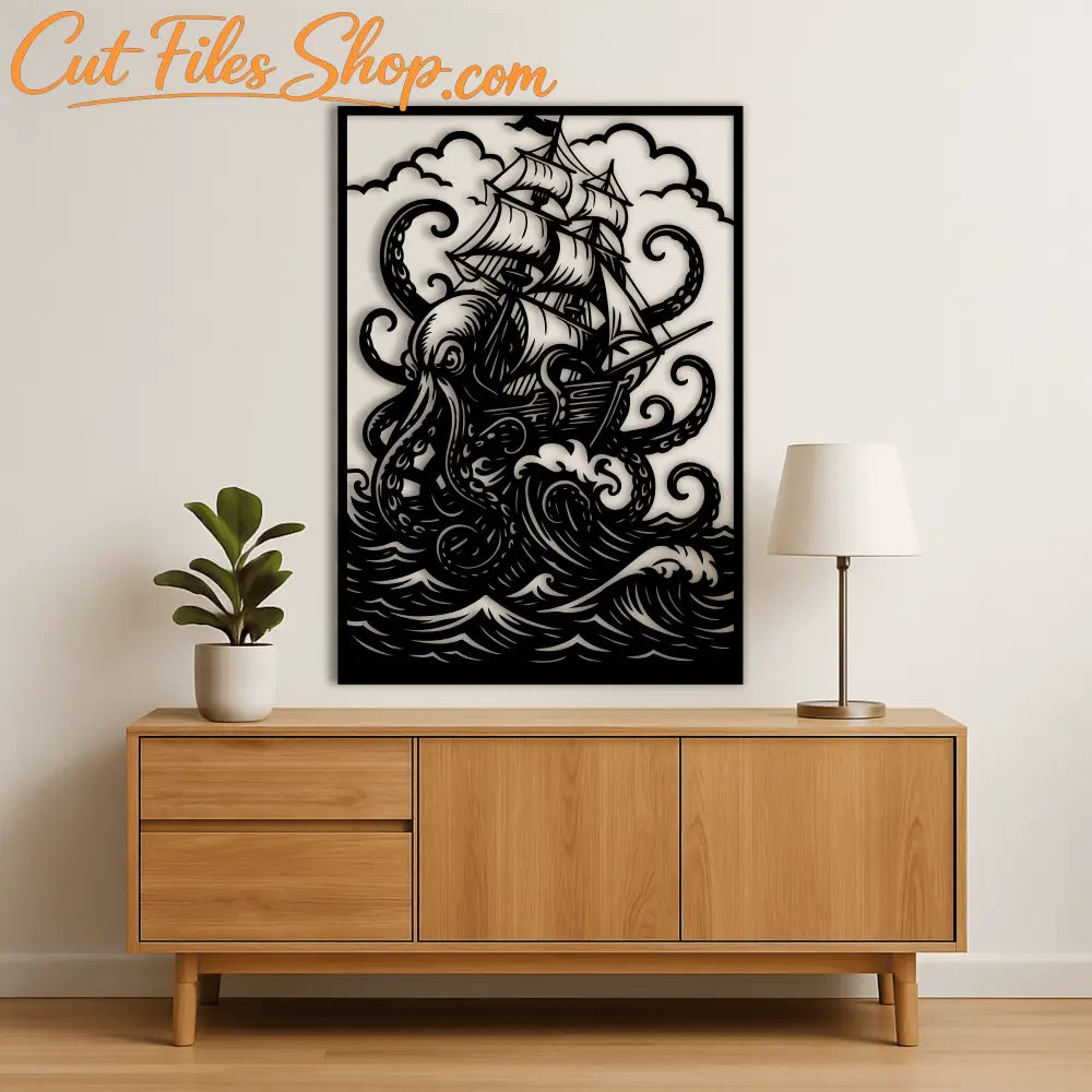 Kraken SVG DXF PNG PDF EPS for Glowforge engraving