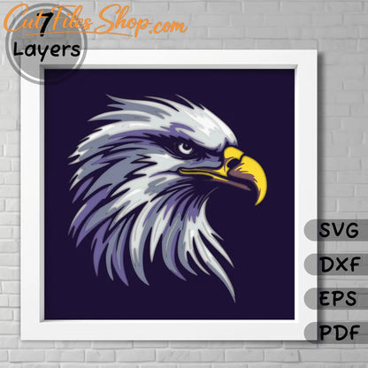 Layered bald eagle svg for cricut, 3d shadow box template,  papercut svg, dxf for silhouette, laser cut plywood, vinyl cut files, trendy svgm unigue gift diy, home decor DIY 