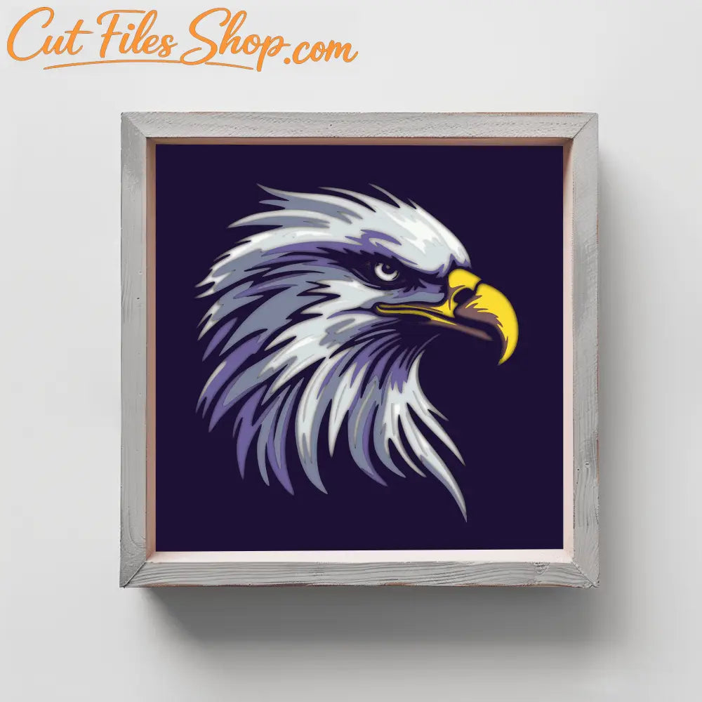 Layered bald eagle svg for cricut, 3d shadow box template,  papercut svg, dxf for silhouette, laser cut plywood, vinyl cut files, trendy svgm unigue gift diy, home decor DIY 