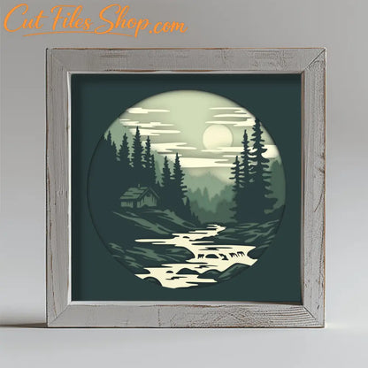 Layered Cabin Scene SVG for Cricut & Silhouette, Multilayer Design, Paper Craft