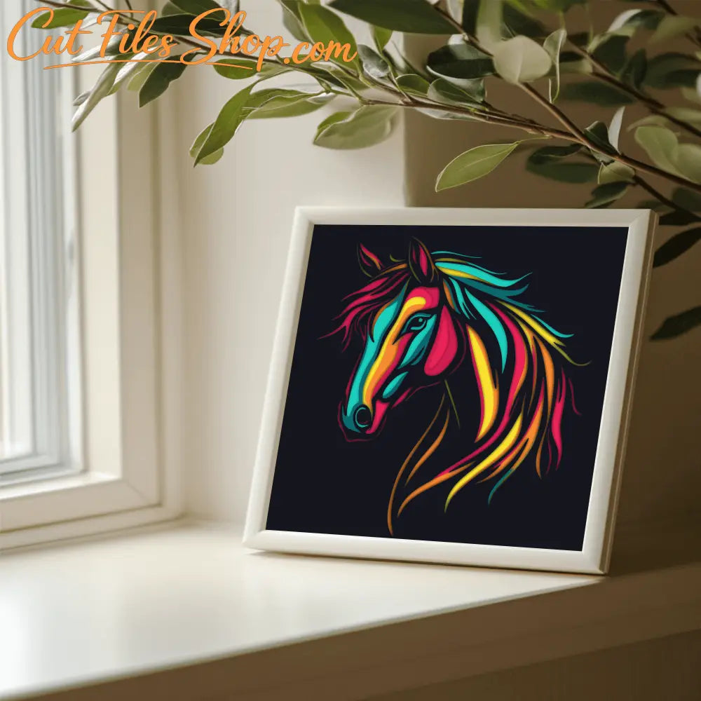 horse wall art svg layered paper cut style