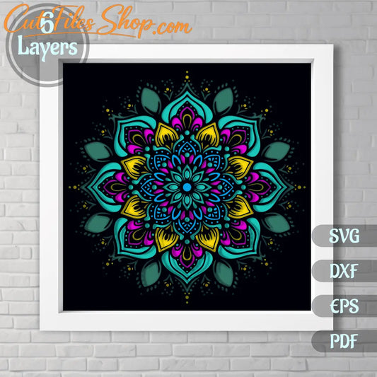 Layered Mandala Svg for Cricut, 3D Shadow Box, PaperCut Template, Multilayer, Dxf for Silhouette