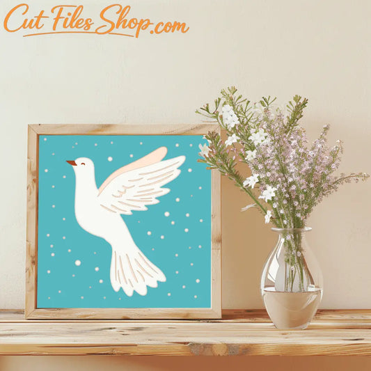 Pigeon Bird 3D Shadow Box Wall Art, Layered SVG for Cricut, DXF for Silhouette, DIY Home Decor, Papercut Template, Unique Gift