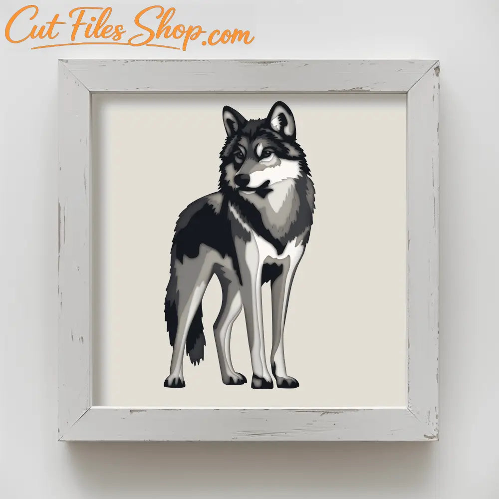 Wolf multilayer paper cut template for Cricut and Glowforge