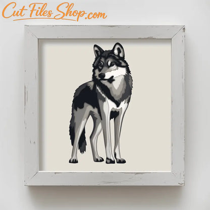 Wolf multilayer paper cut template for Cricut and Glowforge