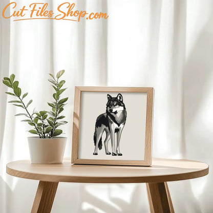 7 layer wolf shadow box SVG DXF EPS PDF cutting files