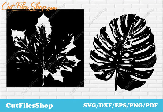 Leaves panels DXF for laser cutting, Monstera leaf svg, Maple leaf dxf, Paper cutting svg, Printable dxf files, free dxf panels, free svg files for cricut, t-shirt vector free download, svg craft, svgs files, free svg designs, free svg download
