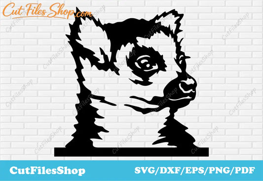 Lemur DXF file for Laser cutting, peeking animals svg for cricut, jungle animals dxf files, peeking lemur svg, free animals dxf, forest animals svg, vector for sticker making, Craft files, free animals svg, free download cutting files, free dxf decor, free cnc files, free vector images, vector animals download
