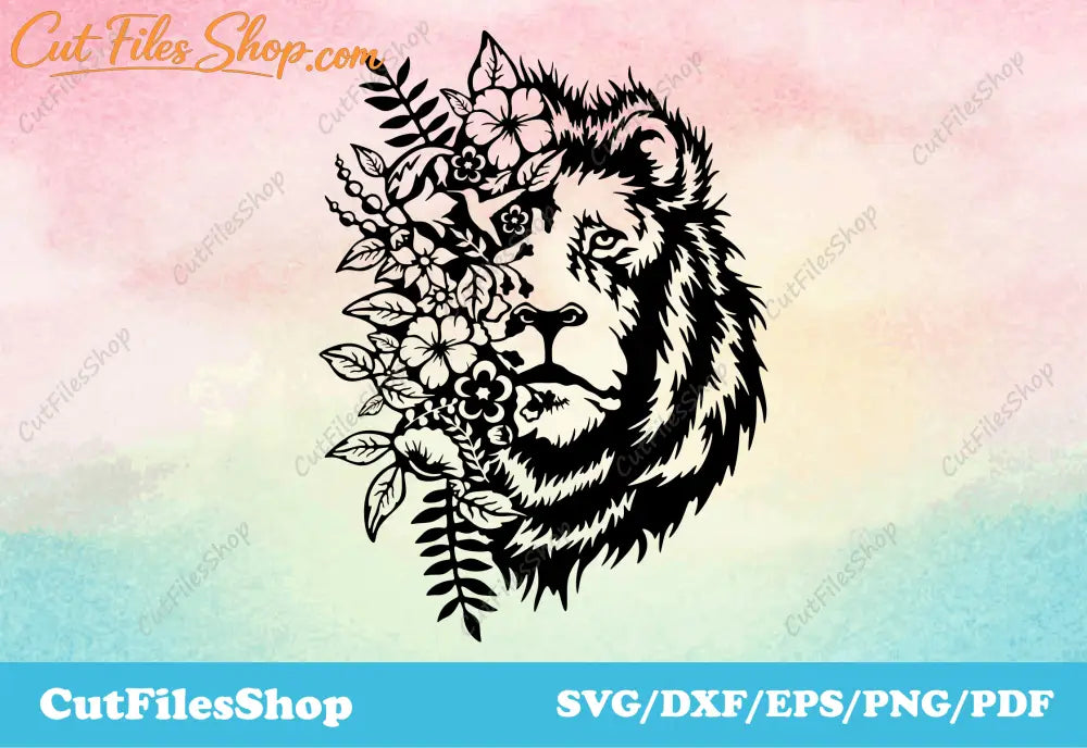 Lion cut files for cricut, dxf for silhouette cameo, dxf for laser cutting