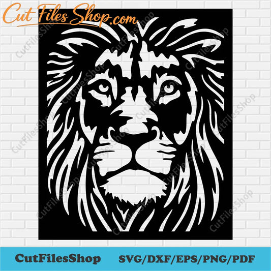 Lion panel dxf for Plasma cut, Dxf for Cnc, Cutting files for Wall Decor, Svg for Cricut, Screen dxf for metal decor, panels cnc design, panel dxf for laser cut, screen for cnc, lion screen for metal decor, wall art dxf, dxf stencils, free dxf files
