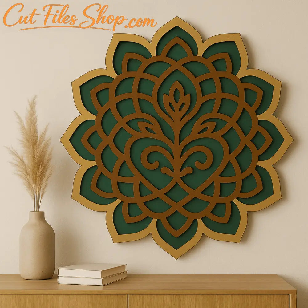 Sacred lotus mandala layered SVG design
