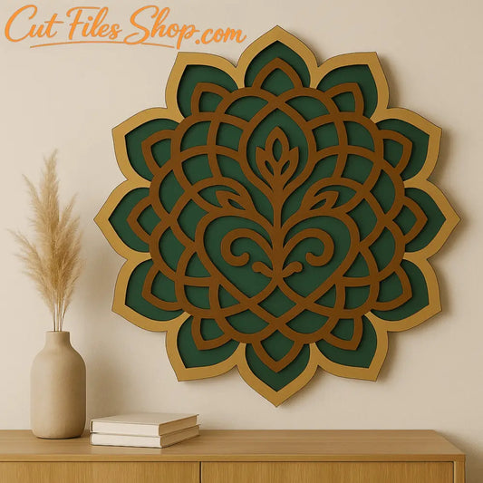 Sacred lotus mandala layered SVG design