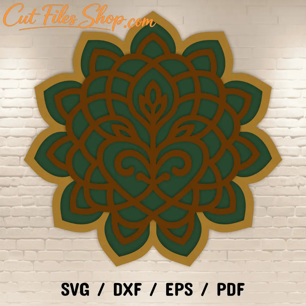 Mandala wall art layered SVG DXF file