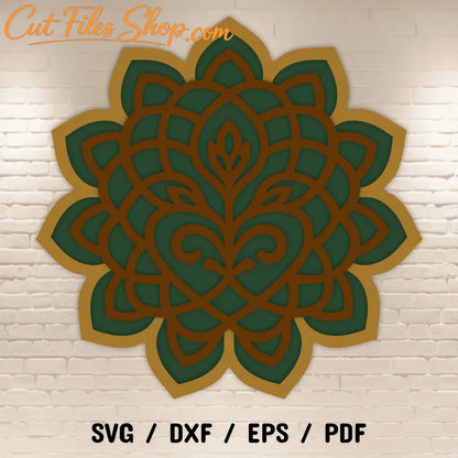 Mandala wall art layered SVG DXF file