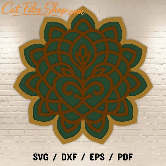 Mandala wall art layered SVG DXF file