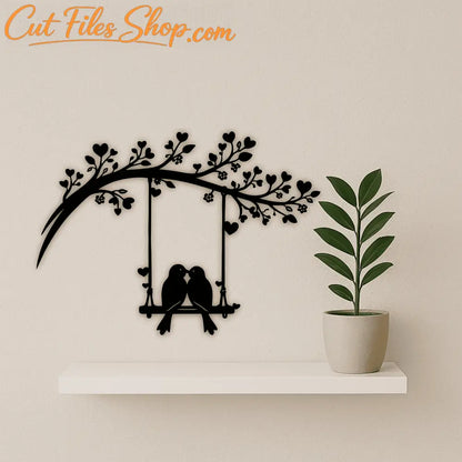 Love birds wall art SVG DXF for laser cutting and CNC signs