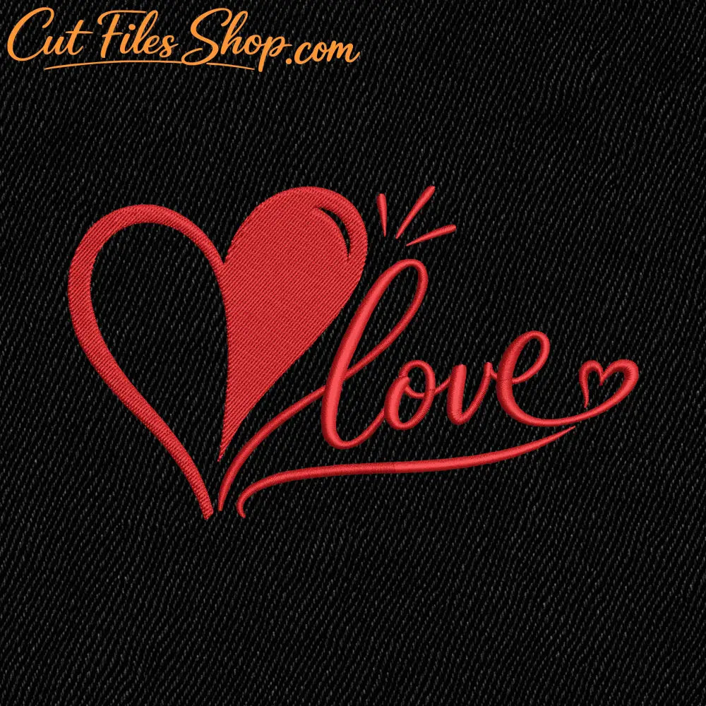 Love word embroidery design created with clean satin stitches