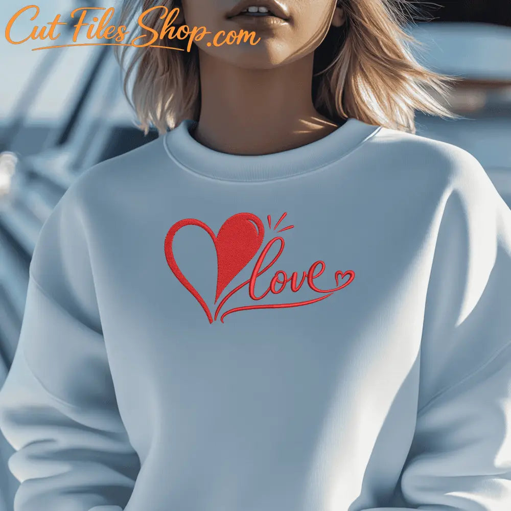 Elegant love embroidery pattern suitable for garments and gifts