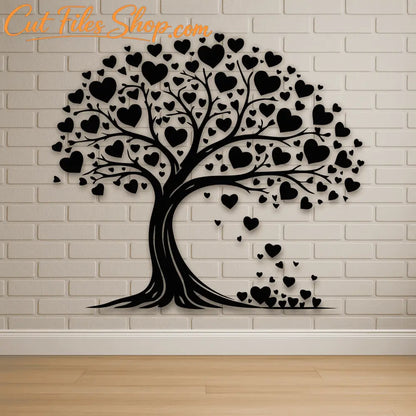 Romantic love tree SVG PNG for CNC plasma and wall decor