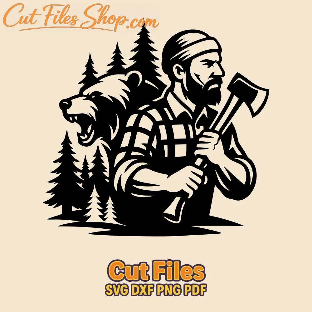 Mountain man with axe SVG for CNC and Glowforge