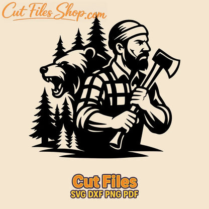 Mountain man with axe SVG for CNC and Glowforge