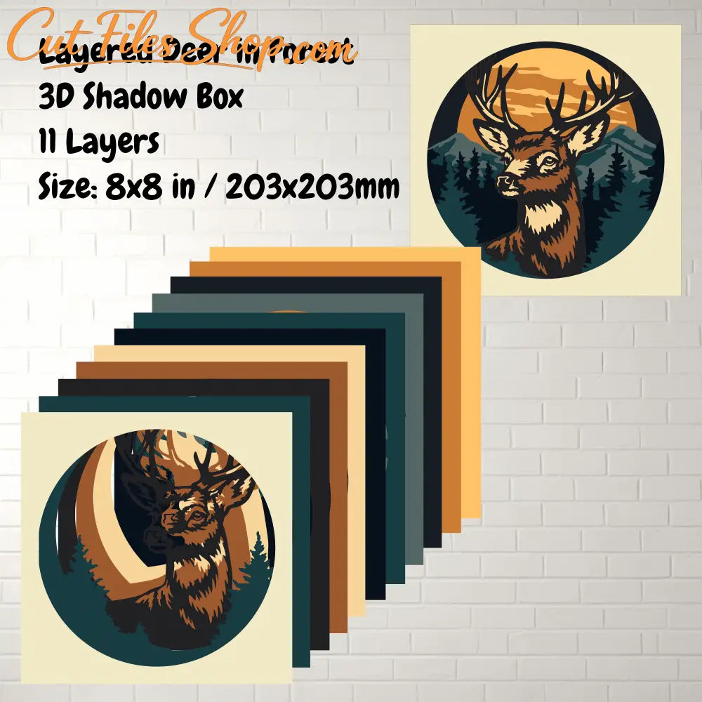 11 layer stag shadow box template for Glowforge