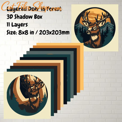 11 layer stag shadow box template for Glowforge