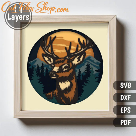 Majestic stag layered art 11 layer SVG DXF EPS PDF